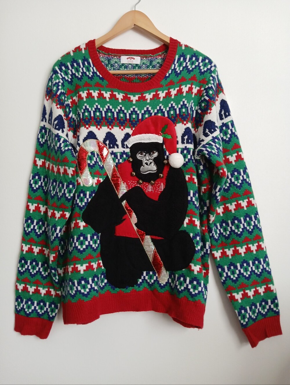 Holiday Time Unisex Sweater Gorilla Bells Size XL